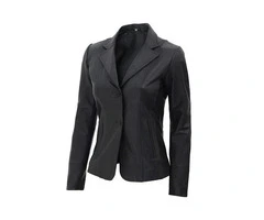 Jorde Calf Women’s Black Leather Blazer Jacket