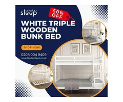 A White Wooden Wonder Bunk Bed". shop now 50% off