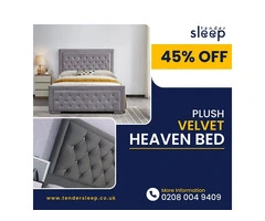 Introducing the Plush Velvet Heaven Bed". shop now 45% off