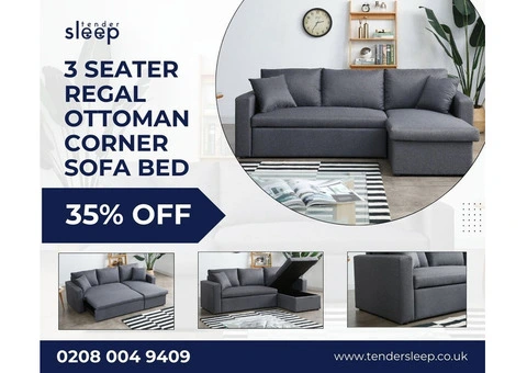 Transforming Spaces with our 3-Seater Ottoman Corner Sofa Bed". shop now 35% off