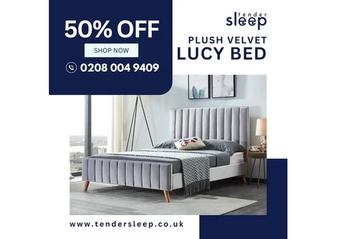 The Plush Velvet Lucy Bed Experience". shop now 50% off
