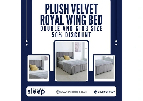 Luxuriate in Our Royal Wing Bed". shop now 50% off