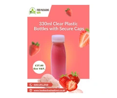 330ml Clear Plastic Bottles with Secure Caps - Food Packaging Direct