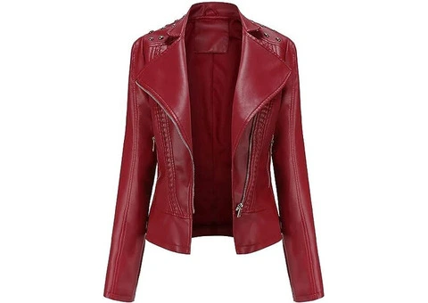 Jorde Calf Women’s Casual Studded Shoulder Leather Jacket