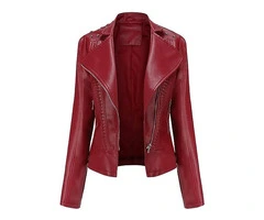 Jorde Calf Women’s Casual Studded Shoulder Leather Jacket
