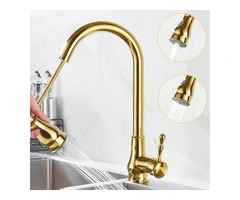 Antique Golden Brass Scalable Kitchen Spray Pull Out Kitchen Sink Tap TG0148