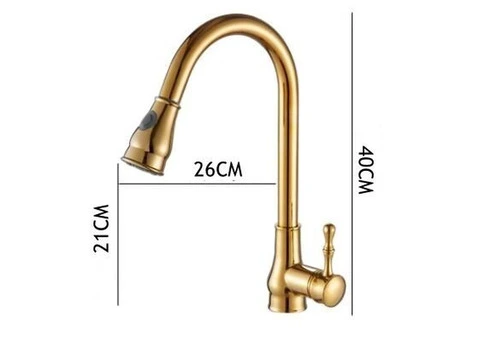 Antique Golden Brass Scalable Kitchen Spray Pull Out Kitchen Sink Tap TG0148 - 5/5