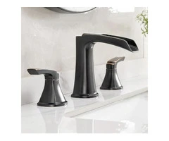 Antique Black Bronze Brass Basin Tap Two Handles Mixer Waterfall Bathroom Sink Tap T0288BR