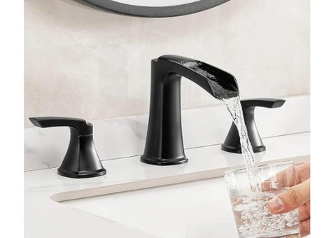 Antique Black Bronze Brass Basin Tap Two Handles Mixer Waterfall Bathroom Sink Tap T0288BR - 3/5