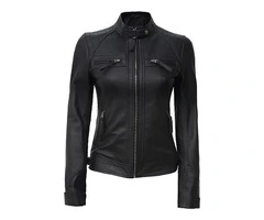 Jorde Calf Women’s Slim Fit Stand Collar Leather Jacket