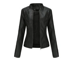 Jorde Calf Women’s Stand Collar Real Lambskin Leather Jacket