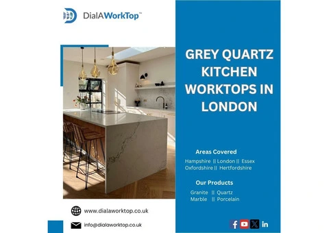 Grey Quartz Kitchen Worktops in London