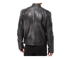 Jorde Calf Men’s Black Slim Fit Biker Jacket: Vintage Lambskin Cafe Racer Style