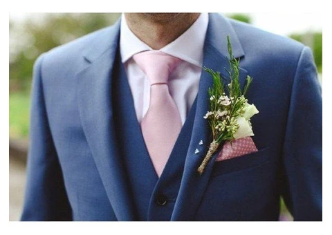 Knights Bridge Neckwear - Navy Knitted Tie, Pink Tie & Pocket Square for Men