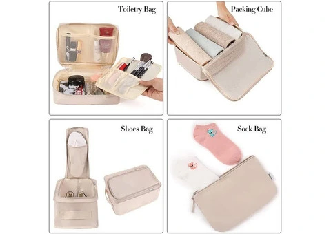 Cubes Luggage Packing Organizers for Travel Accessories-Cream - 1/3