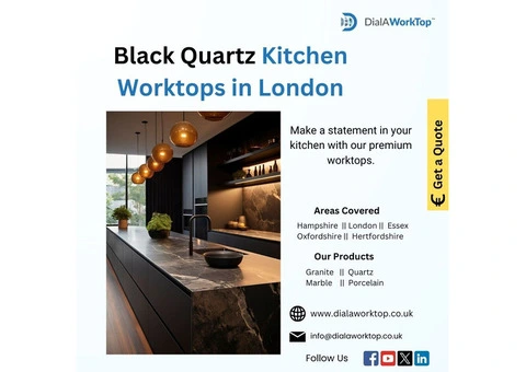 Black Quartz Kitchen Worktops in London