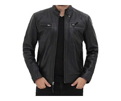 Jorde Calf Men's Black Café Racer Biker Jacket
