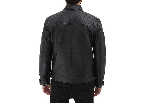 Jorde Calf Men's Black Café Racer Biker Jacket - 2/3