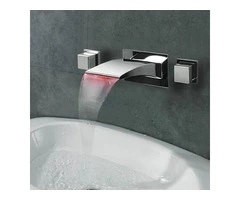 New LED Waterfall Three-pieces Wall Mounted Bathroom Sink Tap T1065