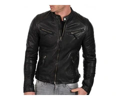 Jorde Calf Men's Black Slim Fit Biker Leather Jacket