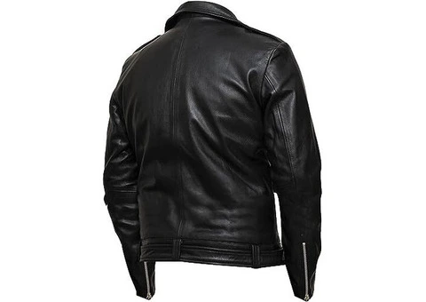 Jorde Calf Men's Casual Slim Fit Belted Leather Jacket - 2/3