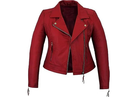 Jorde Calf Women's Genuine Lambskin Leather Motorcycle Biker Jacket - 2/2
