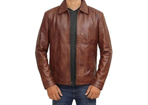 Jorde Calf Men’s Brown Casual Vintage Leather Jacket