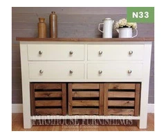 Discover farmhouse charm with Farmhouse Furnishings' exquisite wooden sideboards.