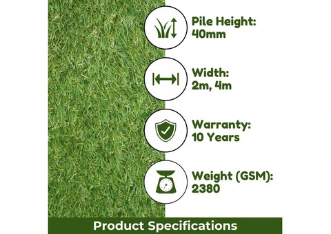 Say Goodbye to Grass Troubles: Low-Maintenance Velvet 40mm Artificial Turf with 10-Year Guarantee - 2/4