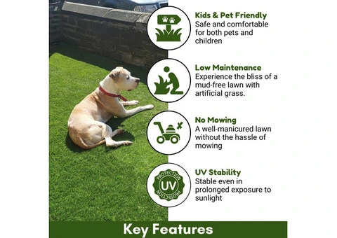 Say Goodbye to Grass Troubles: Low-Maintenance Velvet 40mm Artificial Turf with 10-Year Guarantee - 3/4