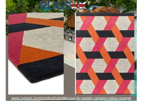 Camden Rug by Asiatic carpets in Orange Colour