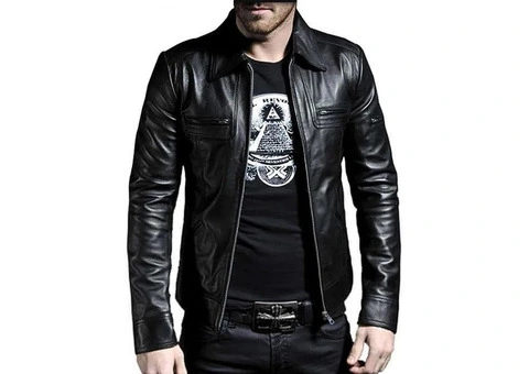 Jorde Calf Men’s Casual Black Lambskin Leather Jacket