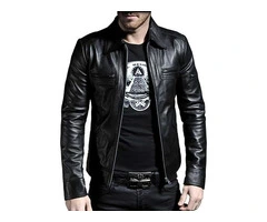 Jorde Calf Men’s Casual Black Lambskin Leather Jacket