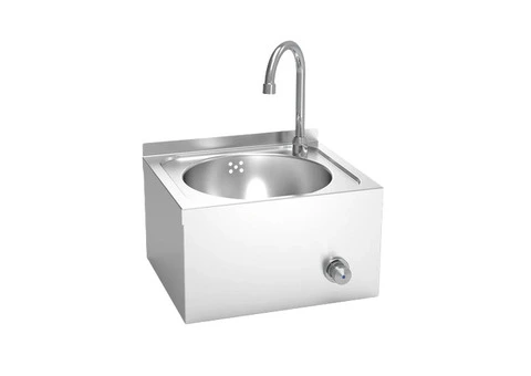 Stainless steel wash hand basin. Professional hand wash sink