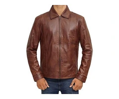 Jorde Calf Men’s Brown Casual Vintage Leather Jacket