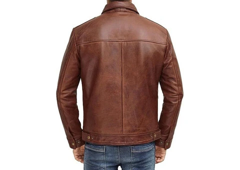 Jorde Calf Men’s Brown Casual Vintage Leather Jacket - 3/3