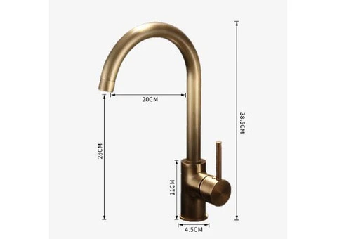 Antique Brass Monobloc Free 360 Degree Swivel High Arc Single Handle Kitchen Sink Tap TA0162 - 4/4