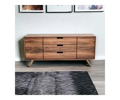 Modern walnut media unit with storage