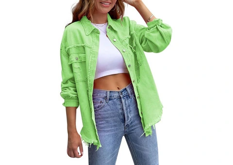 Blouse Long Sleeve Button Up Jean Tops Loose Casual Jacket240803