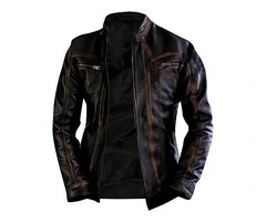 Jorde Calf Men's Retro Biker Genuine Leather Jacket