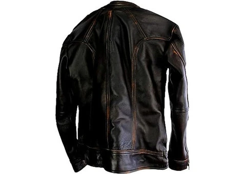 Jorde Calf Men's Retro Biker Genuine Leather Jacket - 2/2