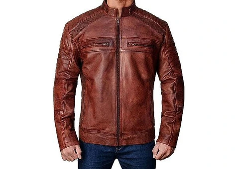 Jorde Calf Men’s Vintage Cafe Racer Leather Jacket - 1/3