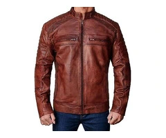 Jorde Calf Men’s Vintage Cafe Racer Leather Jacket