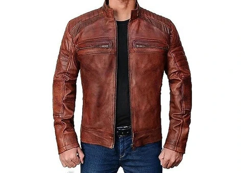 Jorde Calf Men’s Vintage Cafe Racer Leather Jacket - 2/3