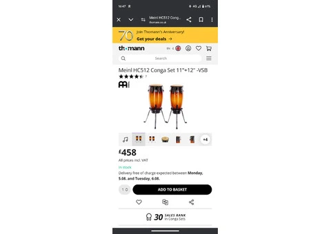 Meinl 11"&12" Congas including stands - 4/4