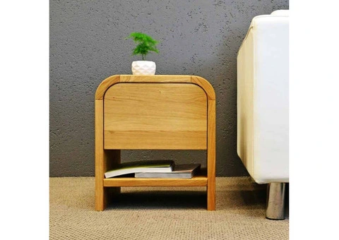 Organize in Style The Benecia Oak Wood Drawer Bedside with Nismaaya Decor.