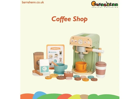 Wooden Kids' Coffee Shop Playset – Barnshenn's Wooden Toy Cafe for Imaginative Play