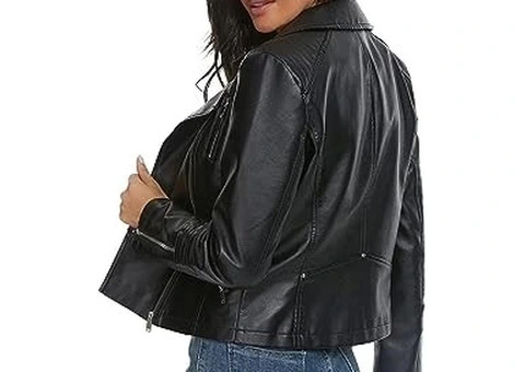 Jorde Calf Women’s Black Asymmetric Lambskin Leather Jacket - 2/3