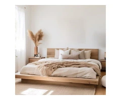 Timeless Elegance Oak Wood Bed Collection at Nismaaya Decor.