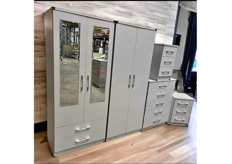 1,2,3,4,5,6,7,8 Door wardrobe with chest of drawer and bedside ready for free shipping - 2/4